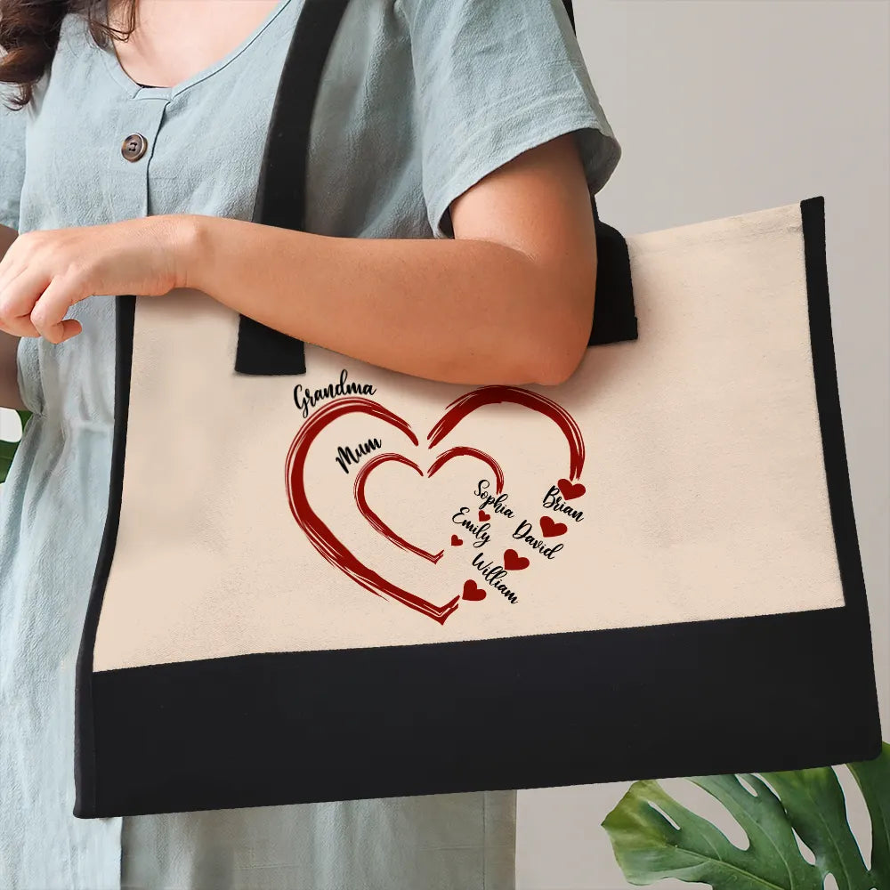 Gift For Wife,Gift For Mother,Gift For Grandma,Happy - Mom Mum Grandma Sweethearts - Personalized Canvas Tote Bag