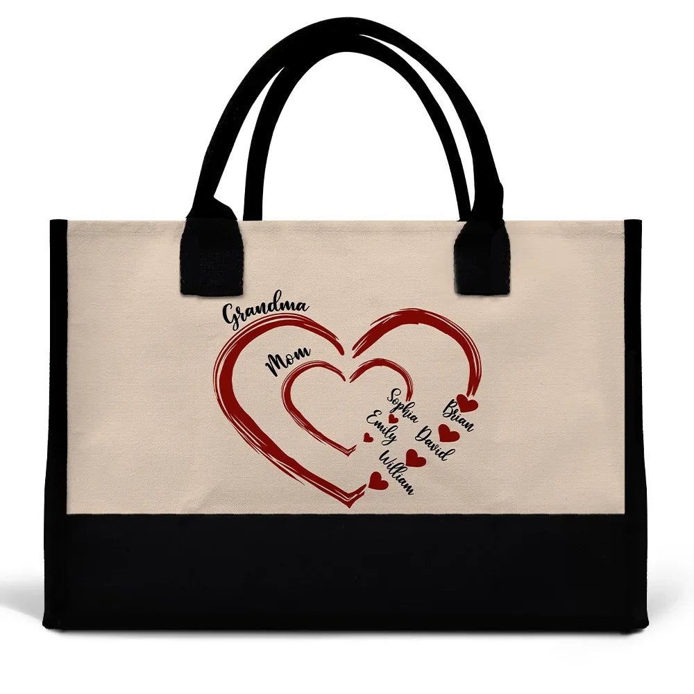 Gift For Wife,Gift For Mother,Gift For Grandma,Happy - Mom Mum Grandma Sweethearts - Personalized Canvas Tote Bag