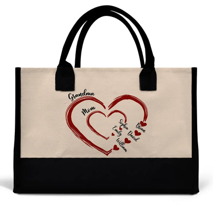 Gift For Wife,Gift For Mother,Gift For Grandma,Happy - Mom Mum Grandma Sweethearts - Personalized Canvas Tote Bag