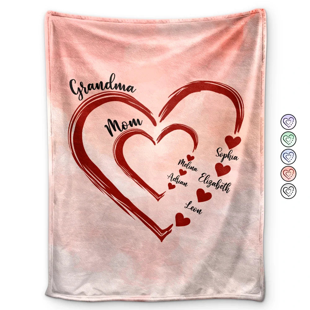 Gift For Wife,Gift For Mother,Gift For Grandma,Happy - Mom Mum Grandma Sweethearts - Personalized Fleece Blanket, Sherpa Blanket