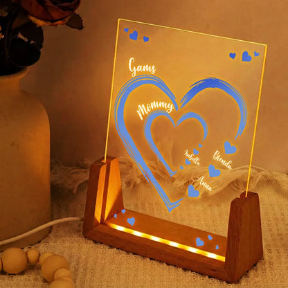 Gift For Wife,Gift For Mother,Gift For Grandma,Happy - Mom Mum Grandma Sweethearts - Personalized Night Light