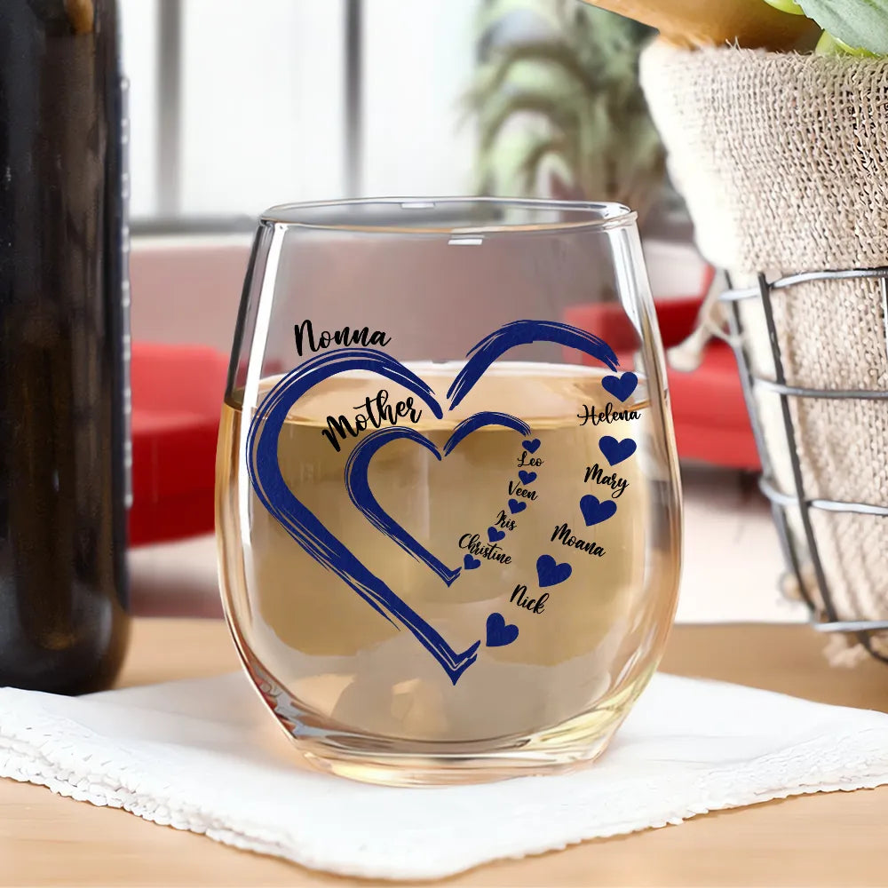 Gift For Wife,Gift For Mother,Gift For Grandma,Happy - Mom Mum Grandma Sweethearts - Personalized Stemless Wine Glass