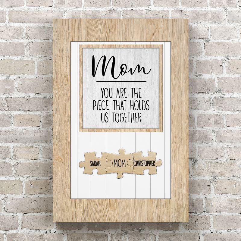 Personalized Dad/Mom You Are the Piece that Holds Us Together Puzzle Sign Canvas Wall Art -  - Lazerworx