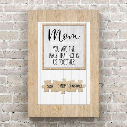Personalized Dad/Mom You Are the Piece that Holds Us Together Puzzle Sign Canvas Wall Art -  - Lazerworx