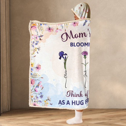 Mom’s Garden: Blooming in Love - Personalized Family Flower Wearable Hoodie Blanket