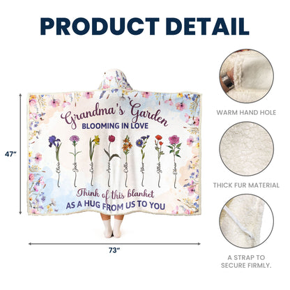 Mom’s Garden: Blooming in Love - Personalized Family Flower Wearable Hoodie Blanket