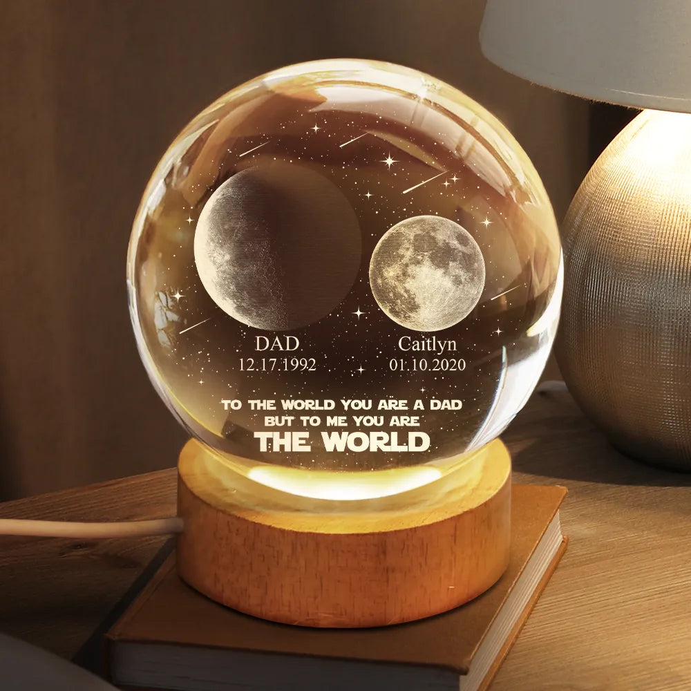 Moon Phase I Am Their Father - Personalized Crystal Globe Lamp