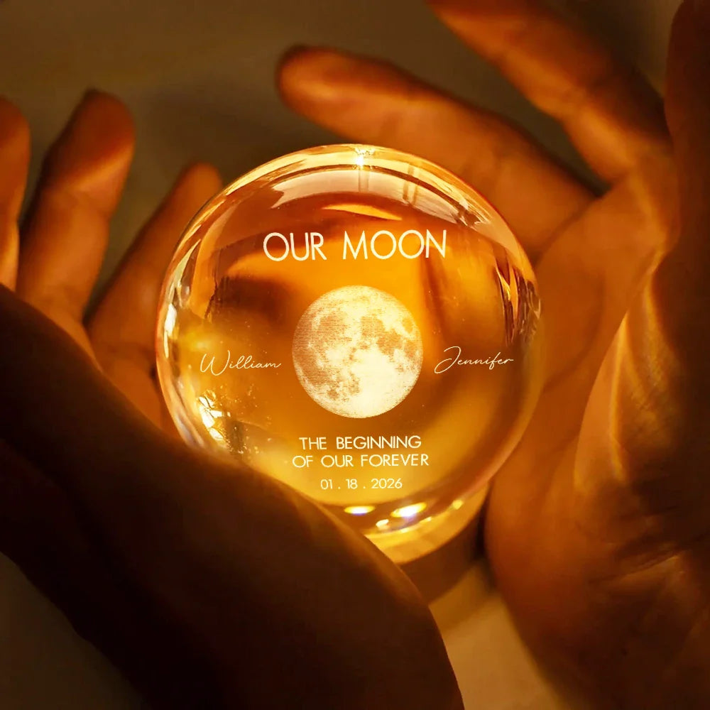 3D Led Light material and size view - Custom Moon Phase Crystal Globe Lamp