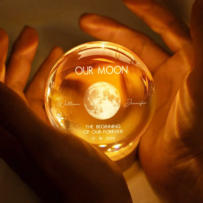 3D Led Light material and size view - Custom Moon Phase Crystal Globe Lamp