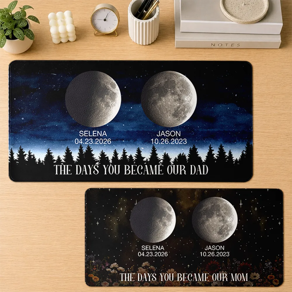 Custom Moon Phase Desk Mat personalization view for Dad