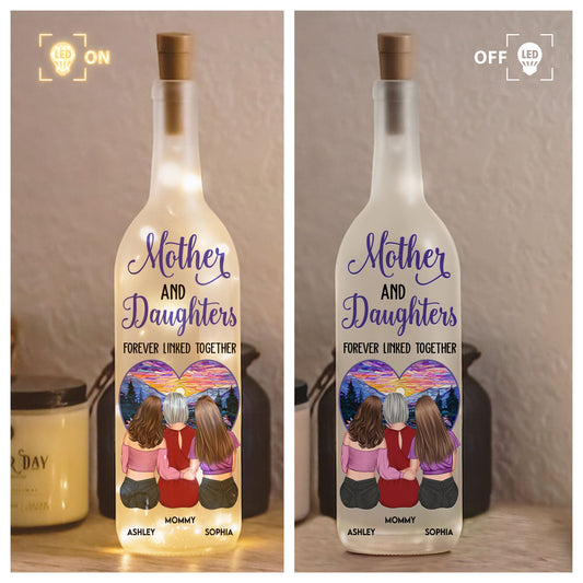 Custom Mother Daughter Bottle Light: 'Forever Linked Together' Keepsake