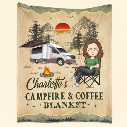 My Campfire And Coffee Blanket - Personalized Camping Blanket