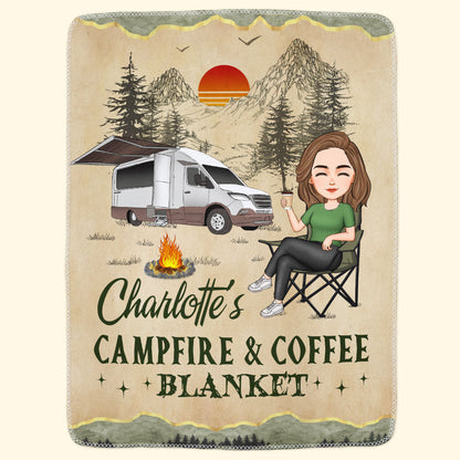 My Campfire And Coffee Blanket - Personalized Camping Blanket