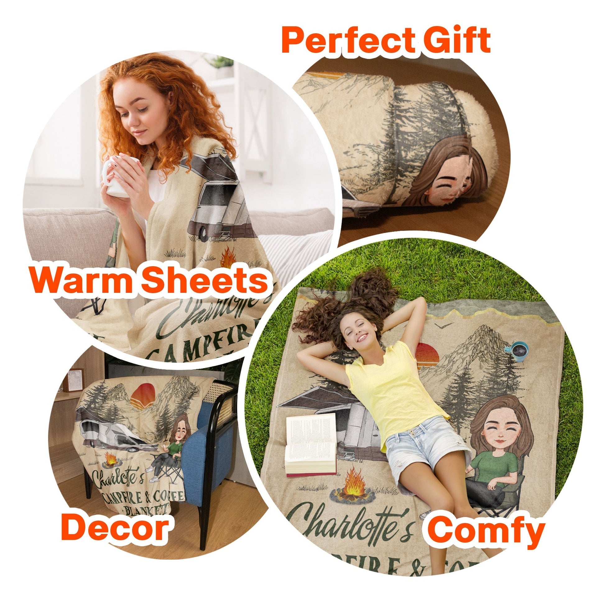 My Campfire And Coffee Blanket - Personalized Camping Blanket