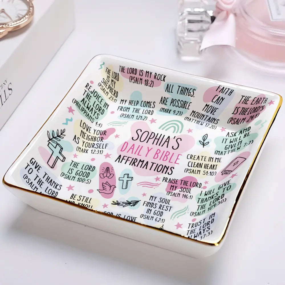 Personalized Bible Affirmations Ring Dish personalization view for Mom