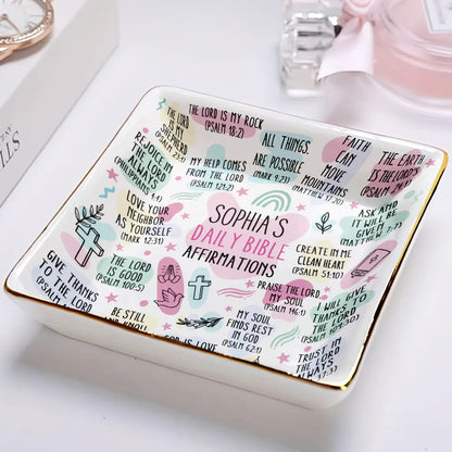 Personalized Bible Affirmations Ring Dish personalization view for Mom