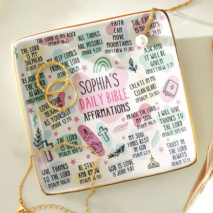Jewelry Dish material and size view - Personalized Bible Affirmations Ring Dish