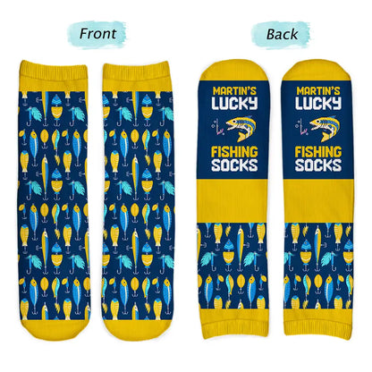 Personalized Lucky Fishing Socks personalization view for Dad
