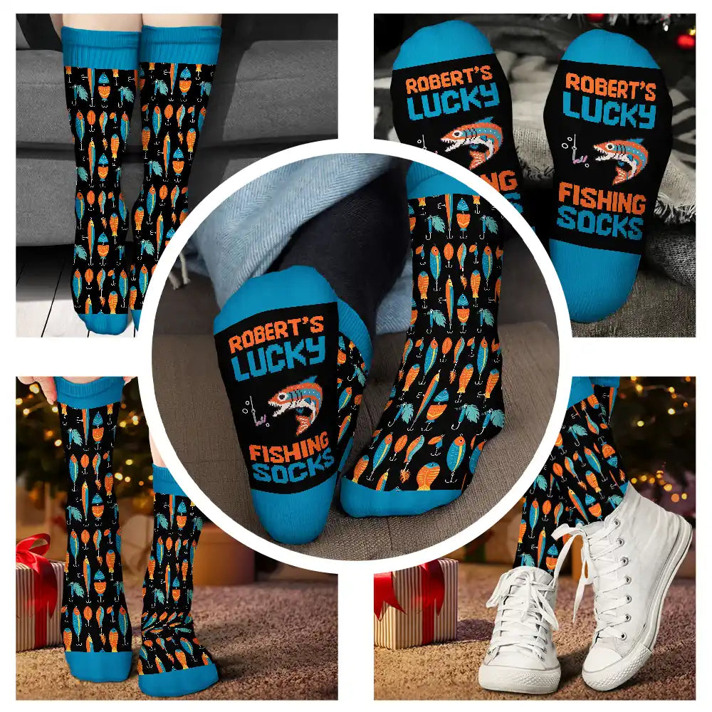T-Shirt / Hoodie material and size view - Personalized Lucky Fishing Socks