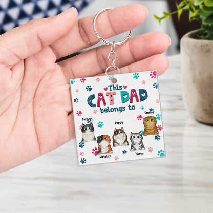 Personalized 'This Cat Mom Belongs To' Keychain - Custom Pet Lover Gift