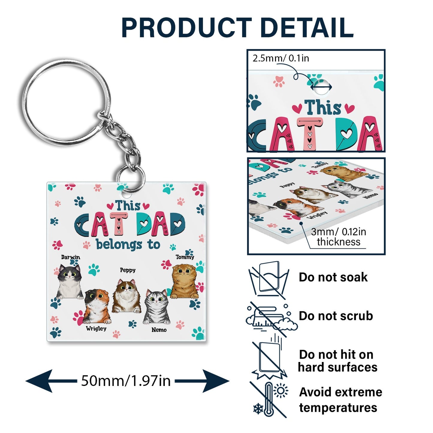 Personalized 'This Cat Mom Belongs To' Keychain - Custom Pet Lover Gift