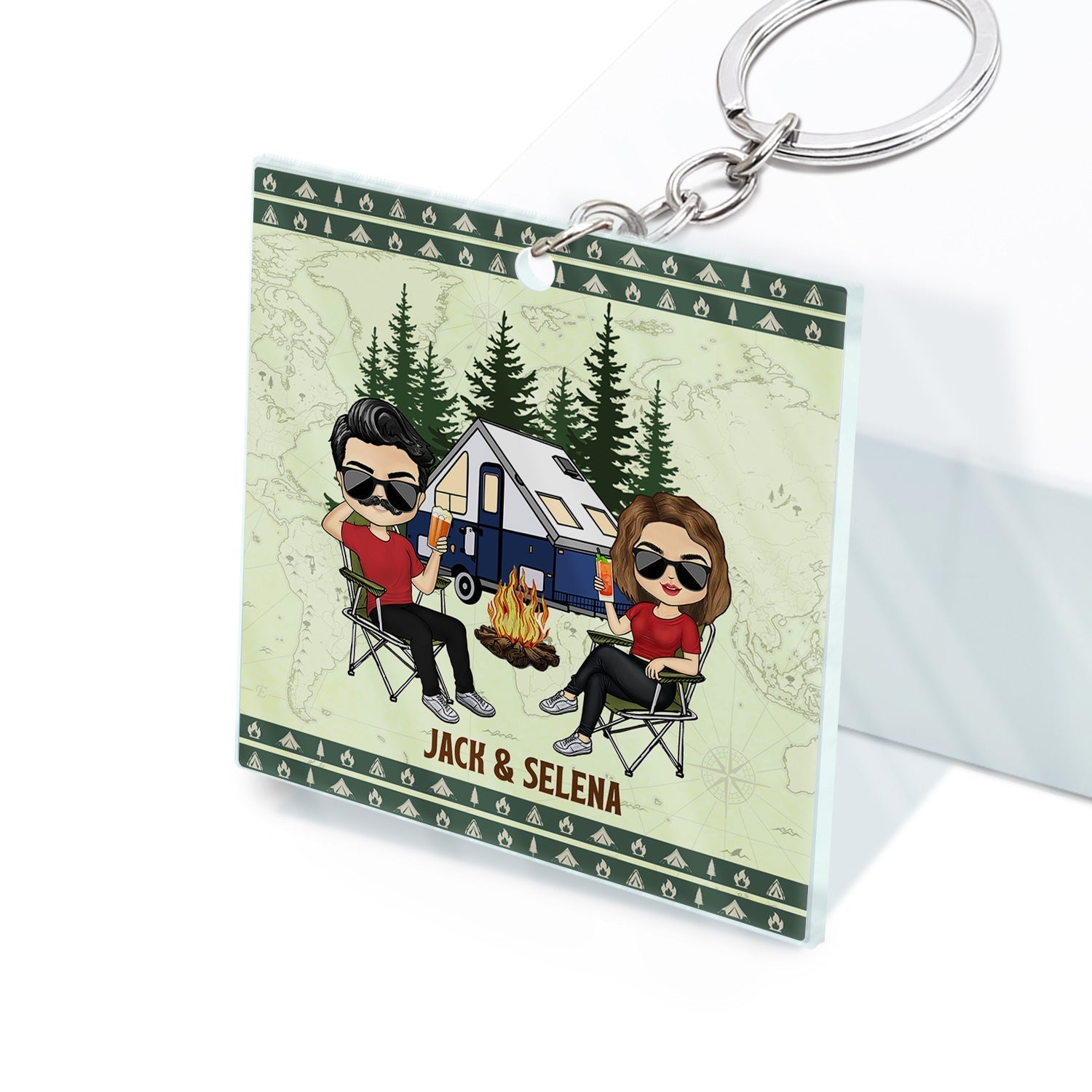 Happy Campers Adventure Awaits - Personalized Custom Camping Couples Acrylic Keychain