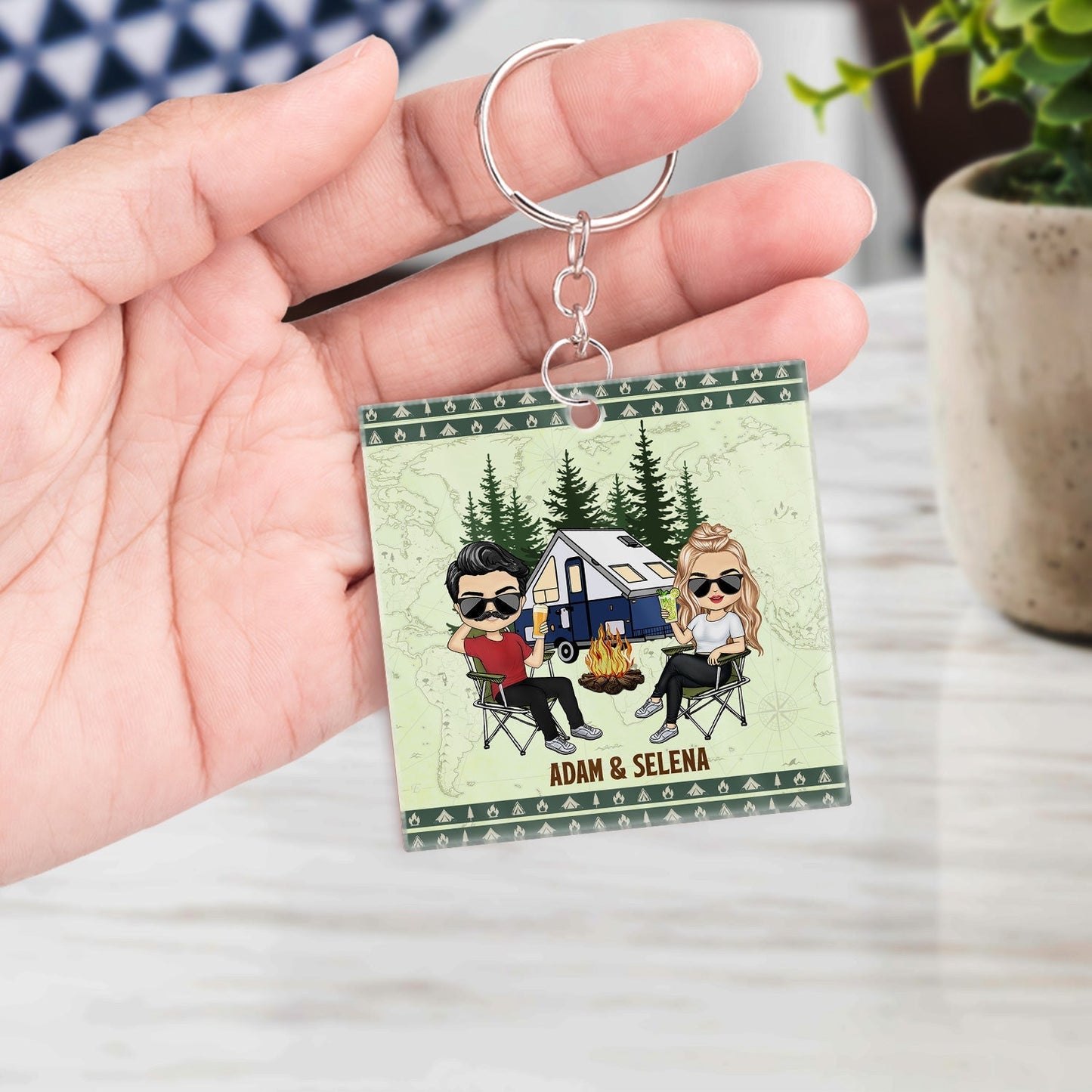 Happy Campers Adventure Awaits - Personalized Custom Camping Couples Acrylic Keychain