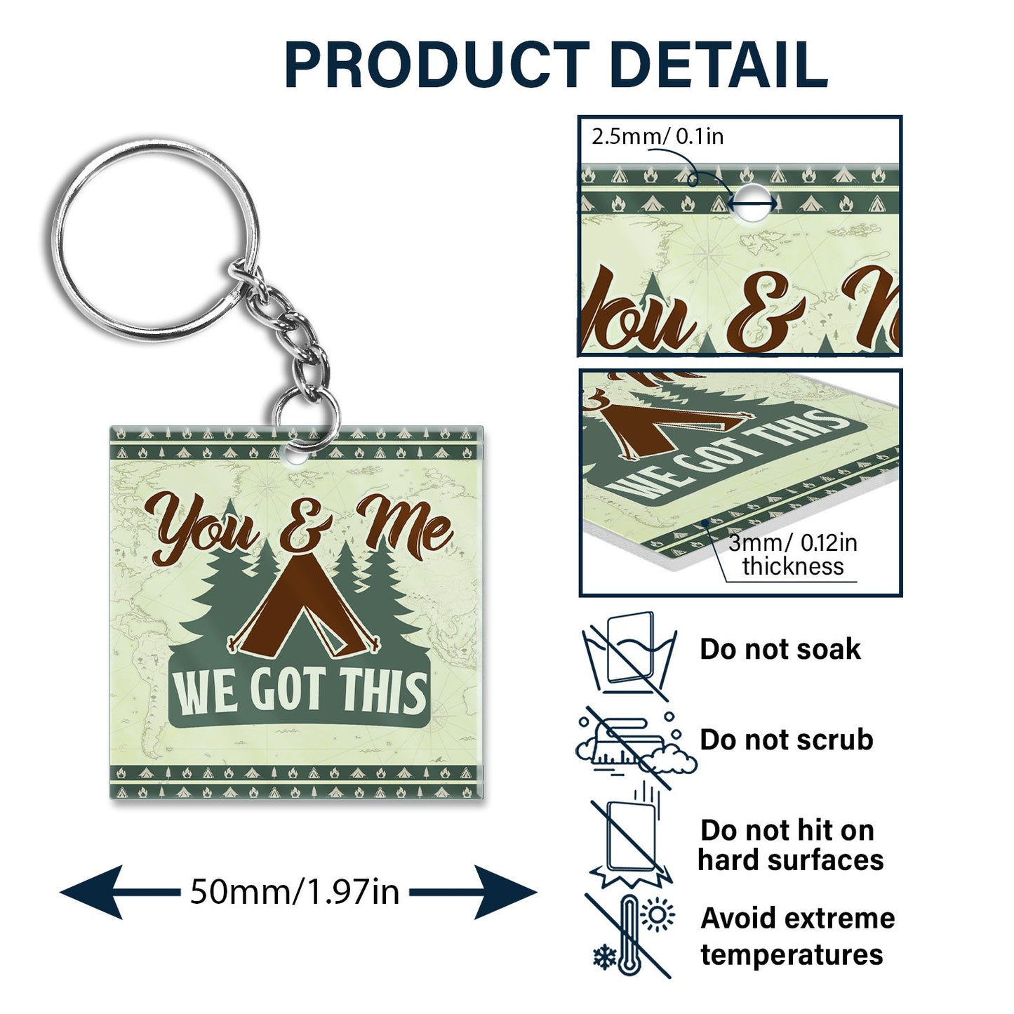 Personalized 'Happy Campers' Keychain - Custom Camping Gift for Couples