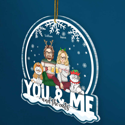 Heartfelt Personalized 'You & Me & the Cats' Christmas Ornament for Couples