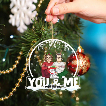 Heartfelt Personalized 'You & Me & the Cats' Christmas Ornament for Couples