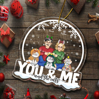 Heartfelt Personalized 'You & Me & the Cats' Christmas Ornament for Couples