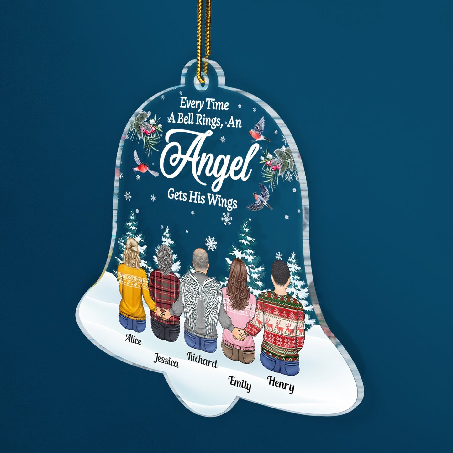 Every Time A Bell Rings - Family Memorial Gift, Christmas Gift - Personalized Custom Shaped Acrylic Ornament