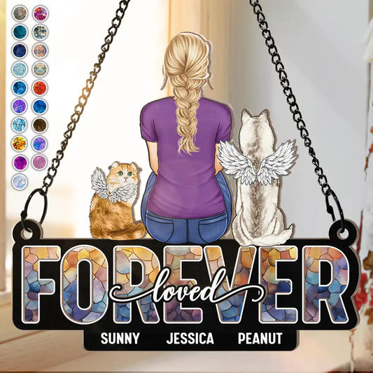Personalized Pet Memorial For Loved One Suncatcher - "Forever Loved" Window Hanging Ornament