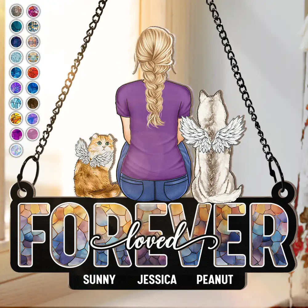 Personalized Pet Memorial For Loved One Suncatcher - "Forever Loved" Window Hanging Ornament