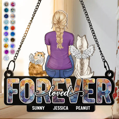 Personalized Pet Memorial For Loved One Suncatcher - "Forever Loved" Window Hanging Ornament