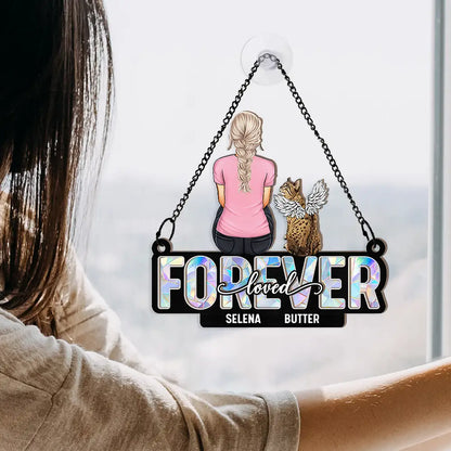 Personalized Pet Memorial For Loved One Suncatcher - "Forever Loved" Window Hanging Ornament