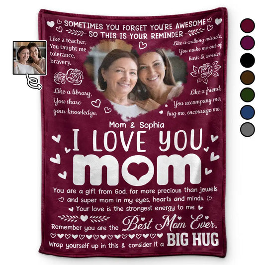 Gift For Mother - Custom Photo Remember You Are The Best Mom Ever - Personalized Fleece Blanket, Sherpa Blanket
