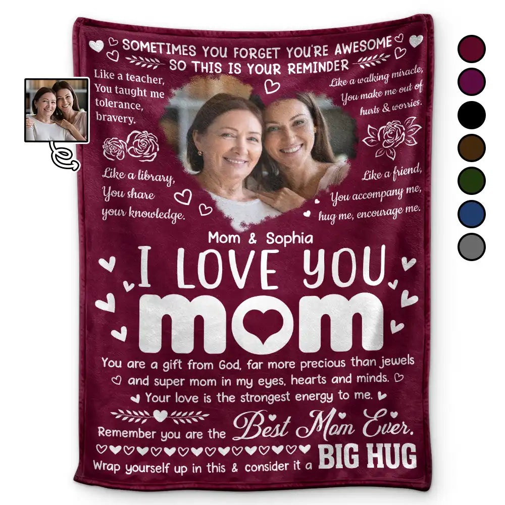 Gift For Mother - Custom Photo Remember You Are The Best Mom Ever - Personalized Fleece Blanket, Sherpa Blanket
