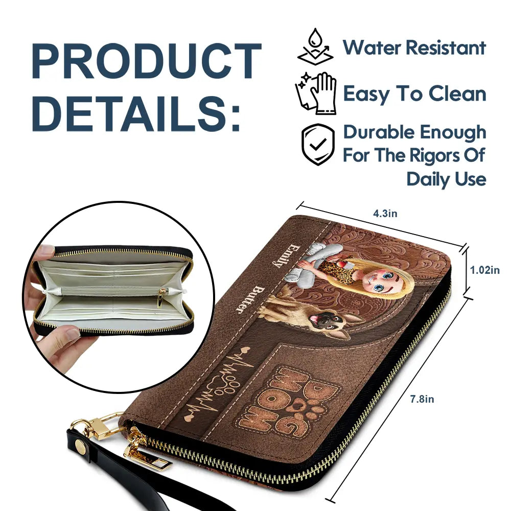 Dog Mom - Personalized Leather Long Wallet