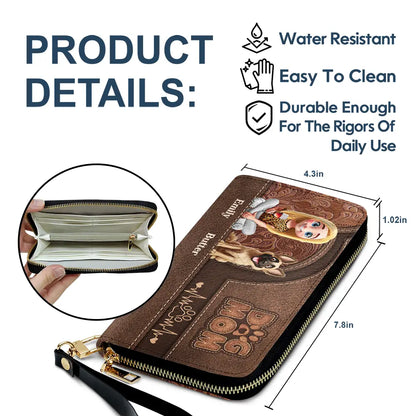 Dog Mom - Personalized Leather Long Wallet