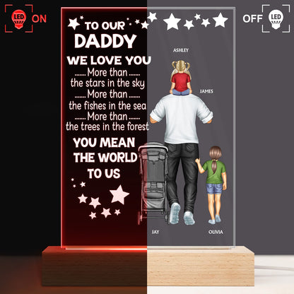 Custom 'You Mean The World To Me' Night Light - Best Gift for Dad Father Grandpa