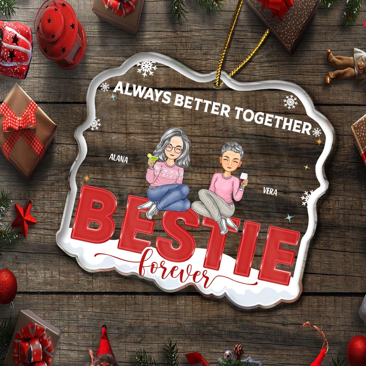 Personalized Funny Bestie Christmas Ornament - Unique Custom Gift for Friends
