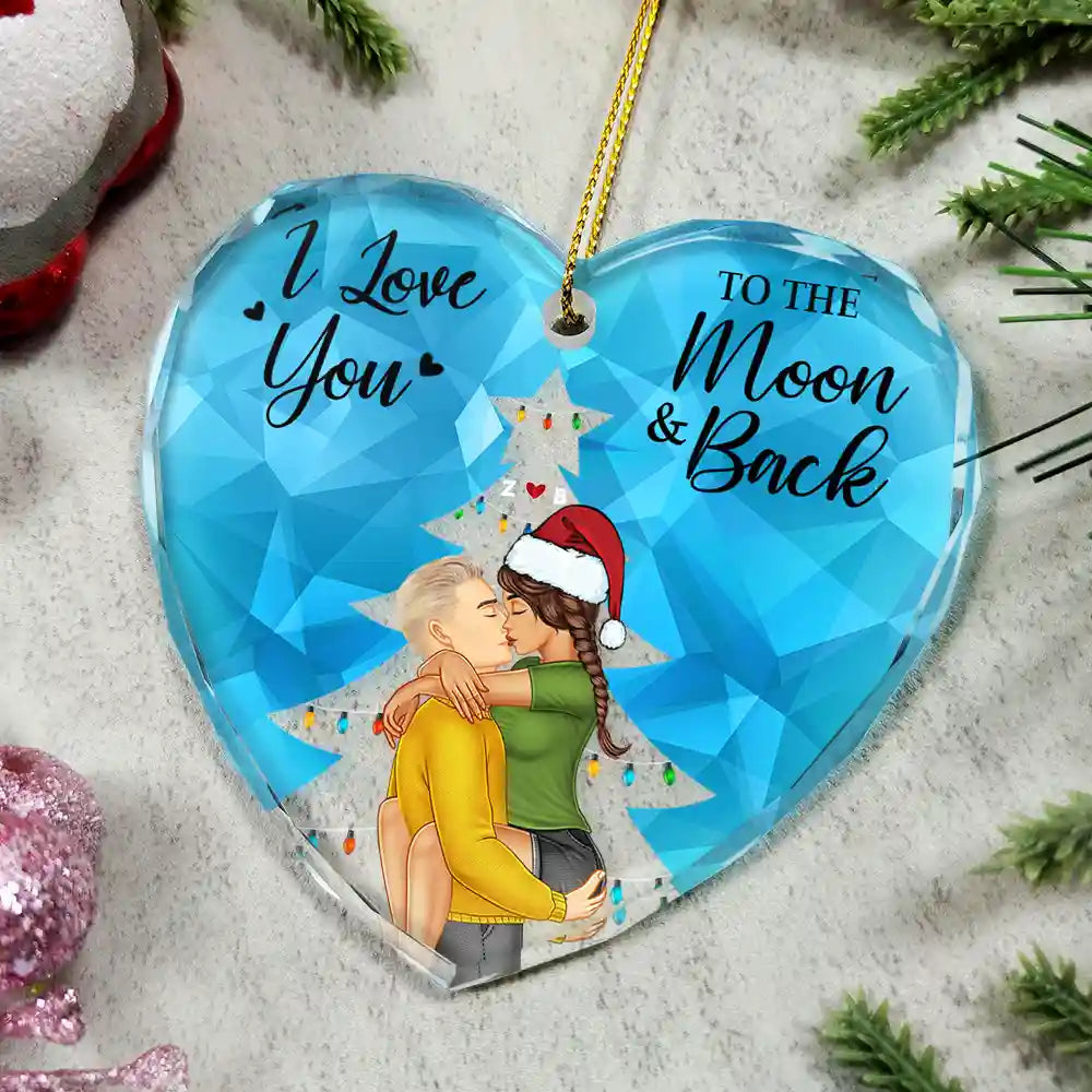 From Our First Kiss Till Our Last Breath Christmas Couple - Personalized Heart Shaped Glass Ornament