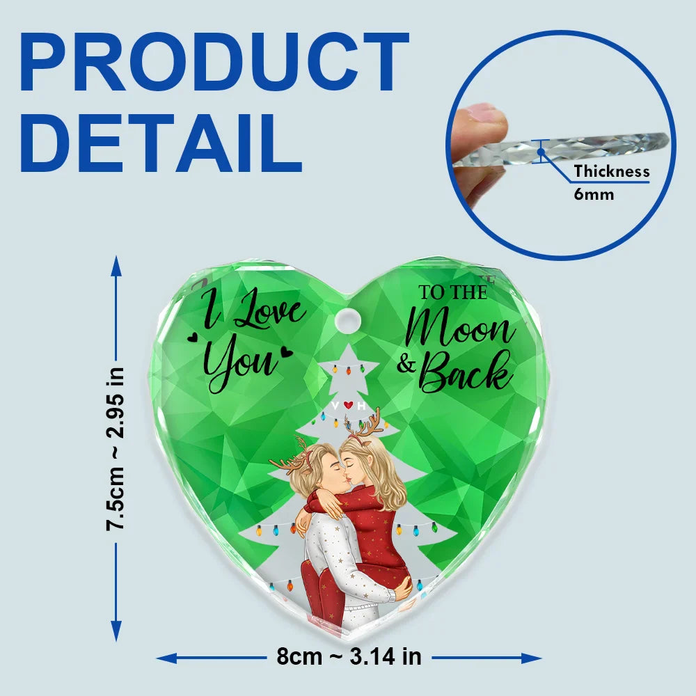 From Our First Kiss Till Our Last Breath Christmas Couple - Personalized Heart Shaped Glass Ornament