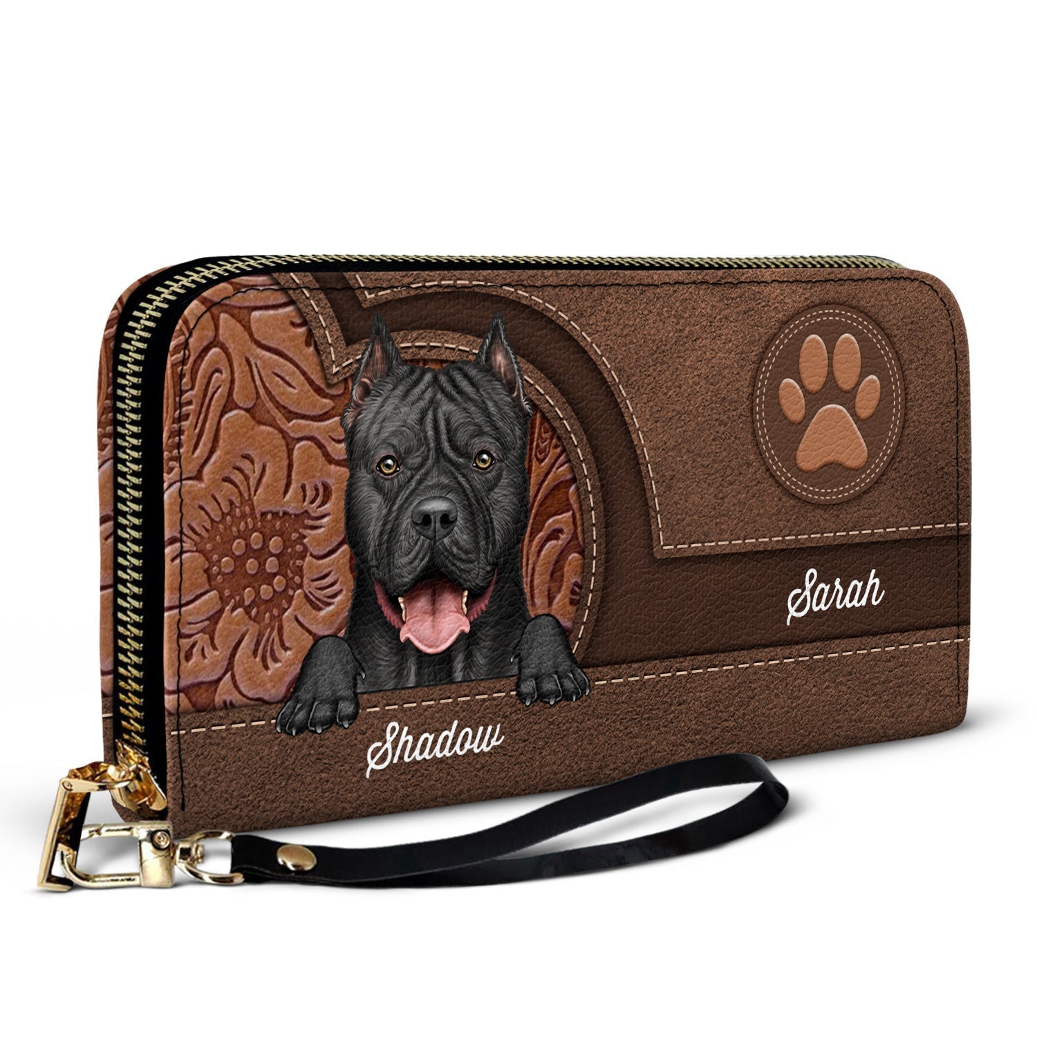 Personalized Cute Dogs Aesthetic Pattern Leather Long Wallet - Birthday Gift For Dog Mom, Dog Lovers