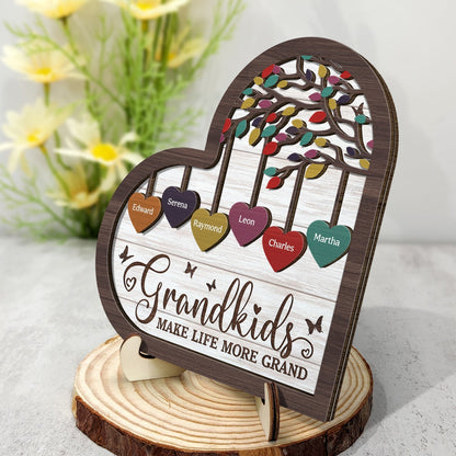 Grandkids Make Life Grand - Personalized 2-Layered Wooden Plaque