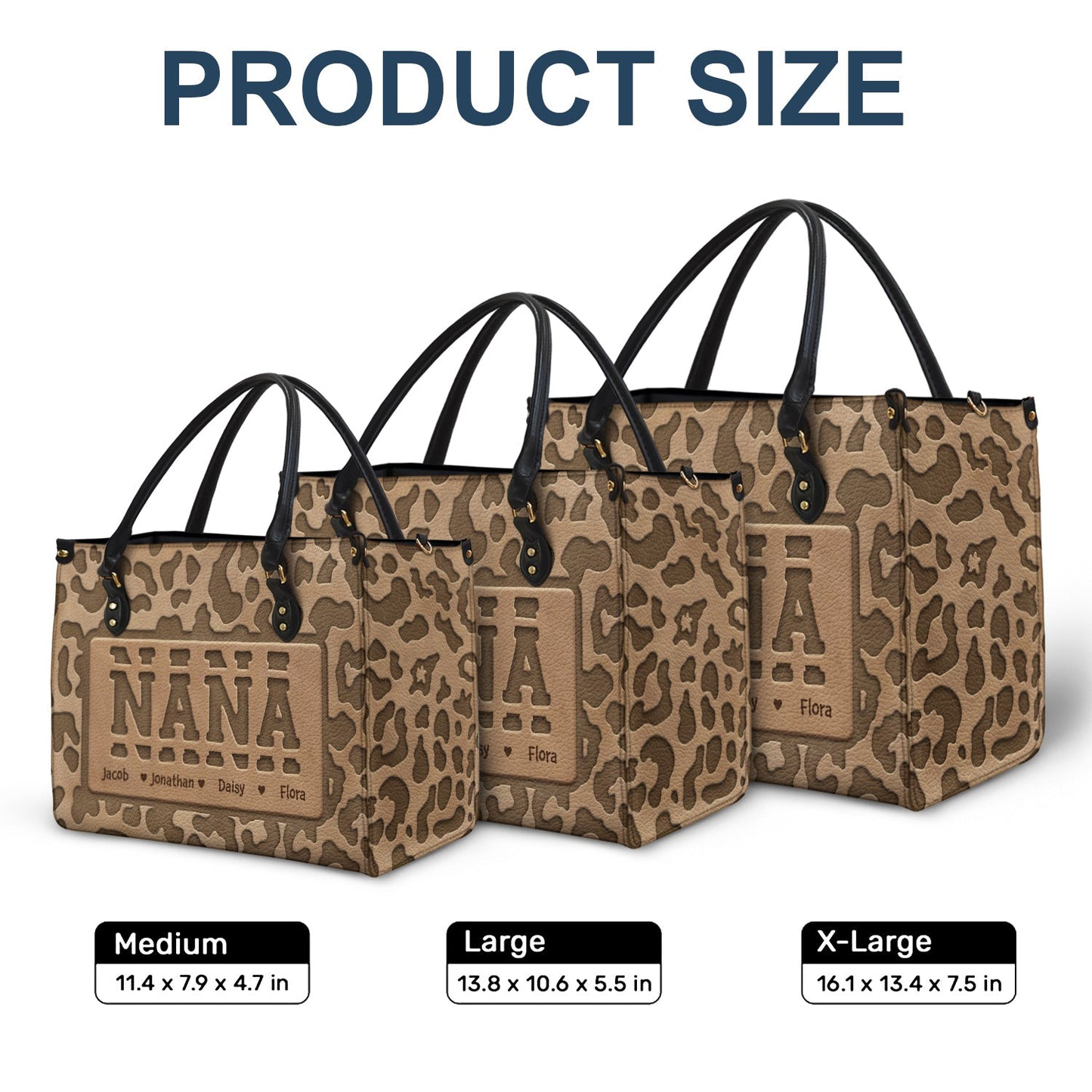 Personalized 'GRANDMA' Leather Tote Bag with Grandchildren's Names