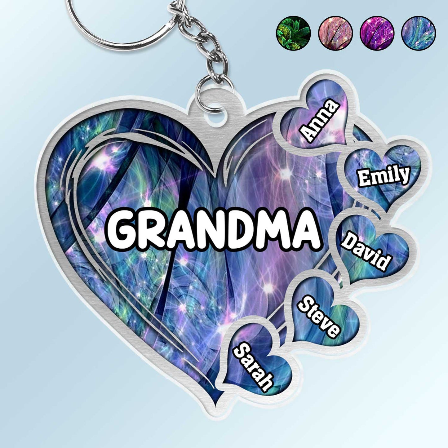 Grandma Mom Title Lovely Hearts - Birthday, Loving Gift For Mother, Grandmother - Personalized Cutout Acrylic Keychain