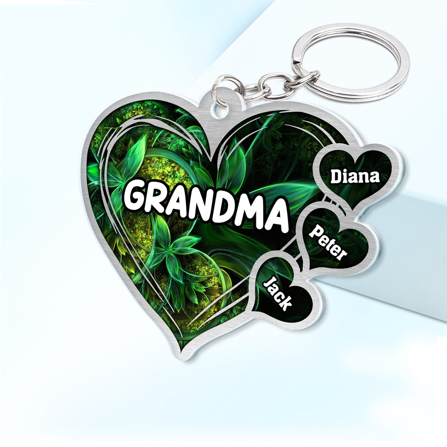 Grandma Mom Title Lovely Hearts - Birthday, Loving Gift For Mother, Grandmother - Personalized Cutout Acrylic Keychain