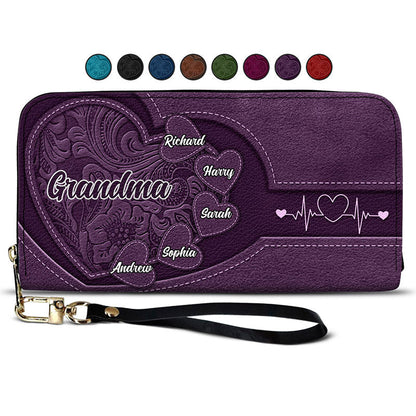 Personalized Grandma's Sweethearts Leather Wallet with Custom Names